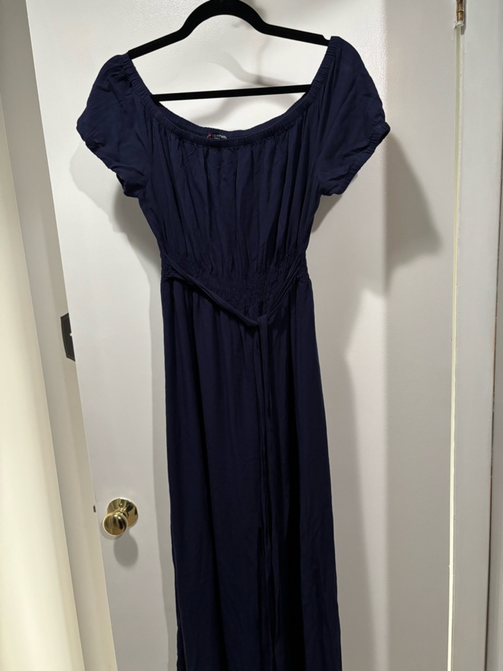 one clothing Navy Off-Shoulder Maxi Dress Large